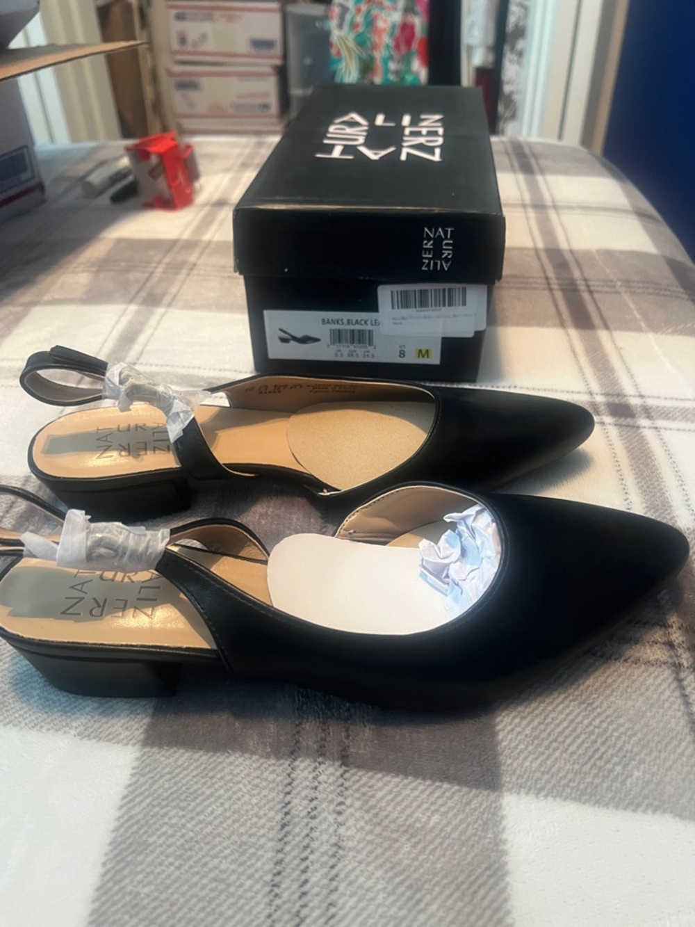 Naturalizer Black Pointed Slingback Low Block Heel Mules - Picture 5 of 6